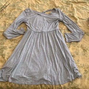 Knee length jersey gray dress with criss cross back detail